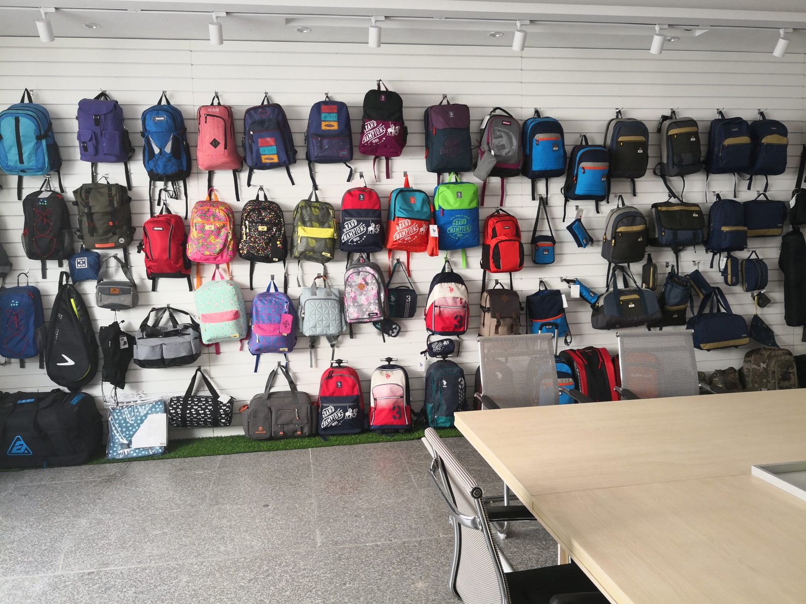Different color backpacks